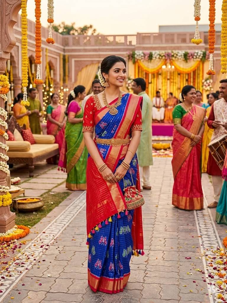 Royal Blue Kora Kanchi Pattu Saree