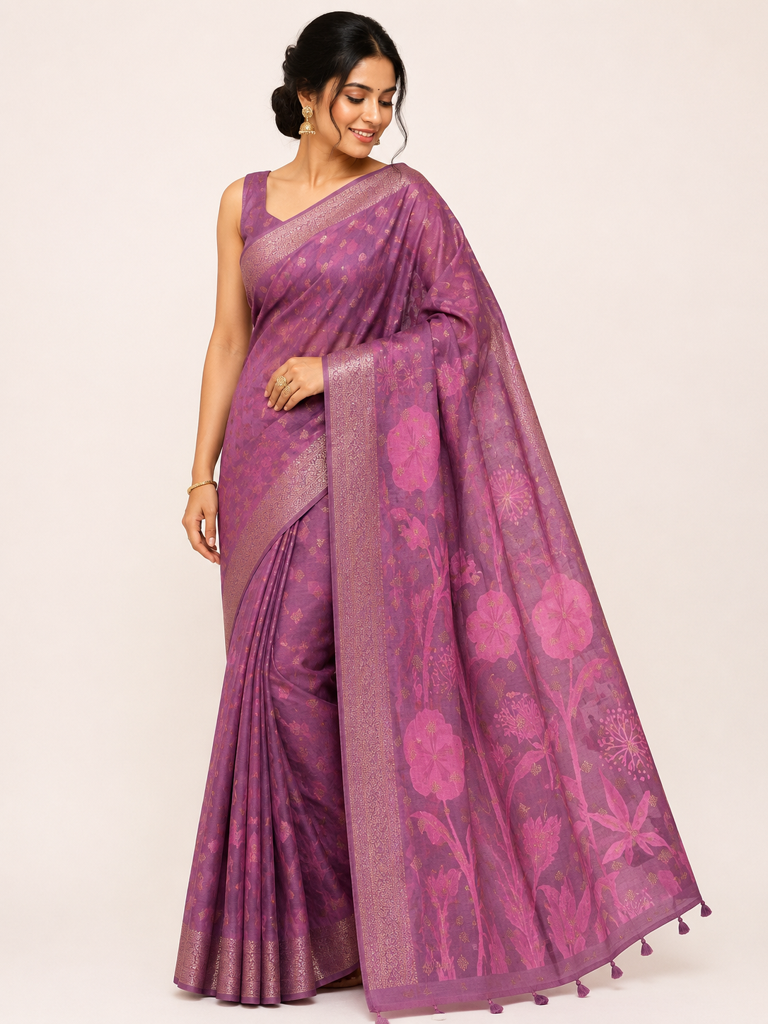 Pure Tussar Printed Saree --Rama green
