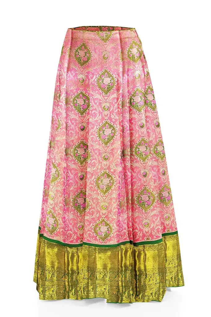 Amazing Baby Pink Pure Kanchipuram Pattu Pavada