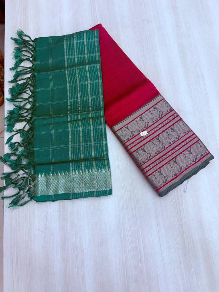 ✨ Title  Premium Mangalagiri Pattu Kanchi Border Lehenga Set with Digital Print Voni  🌸 