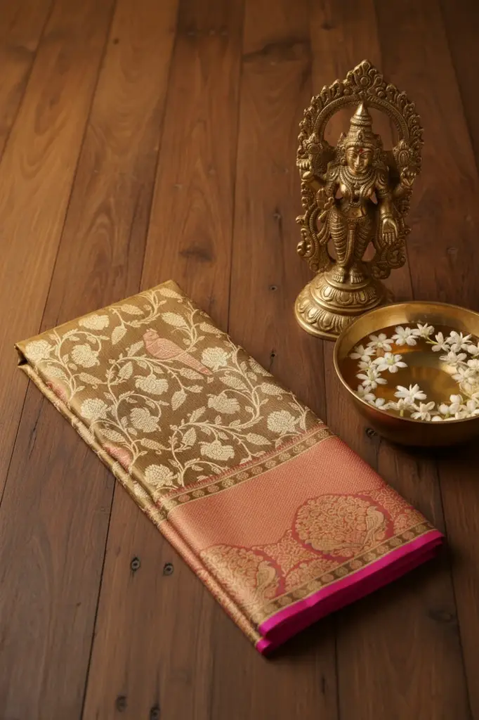 Rich Brown Kachipuram Silk saree Saree code: