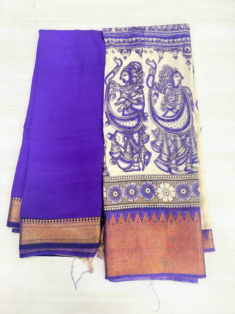 Kalamkari 2-Piece Set | Big Border Pattu Dress ✨  