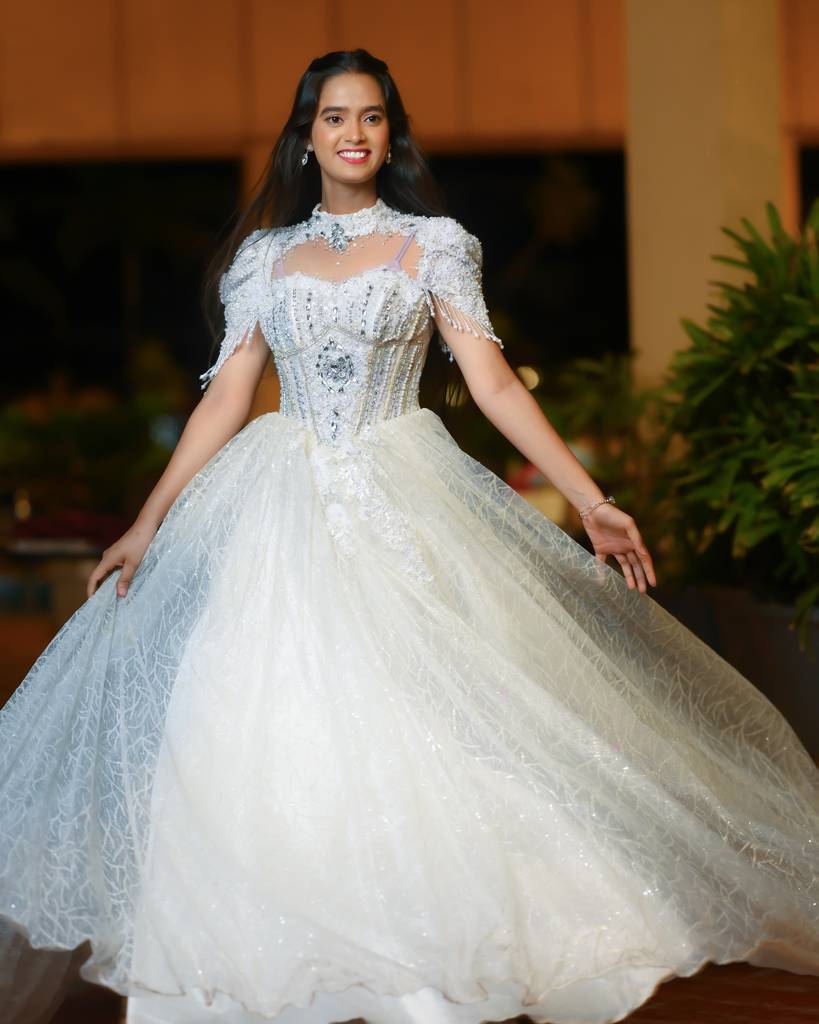 White Christian wedding Gown