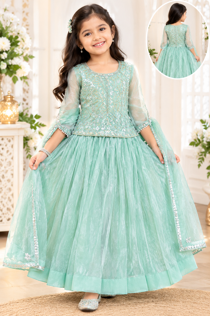 Mint Green Party Wear Lehenga