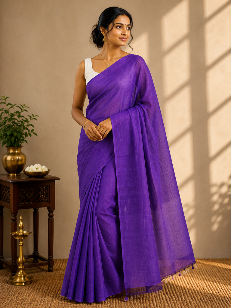 Pure Mangalagiri Handloom Plain Cotton Saree | Soft & Lightweight | Traditional Elegance