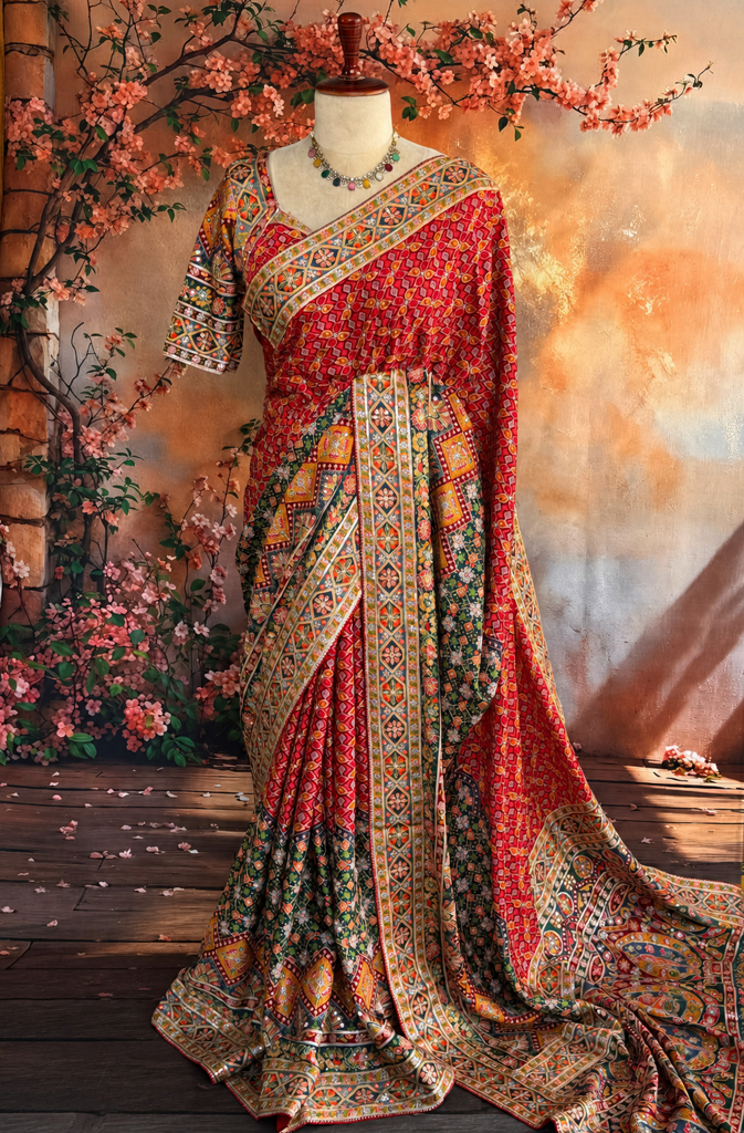 Bang Bang Bollywood style✨ Pure Chenon Crepe Saree