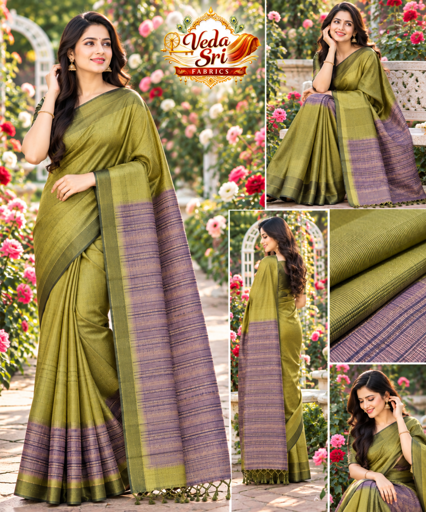 Elegant Olive Green & Lavender Saree