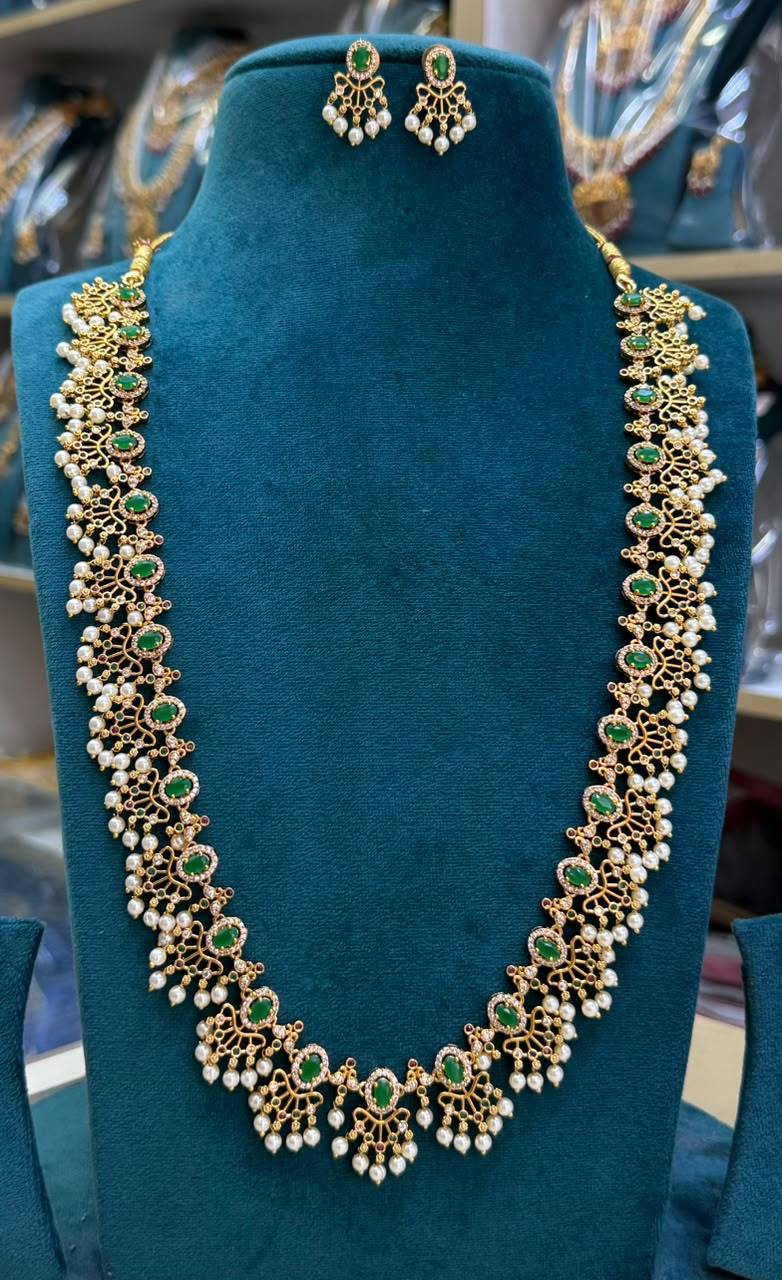 Gold-Plated Pearl Drop Bridal Jewellery | Traditional Wedding & Party Wear Necklace with Earrings