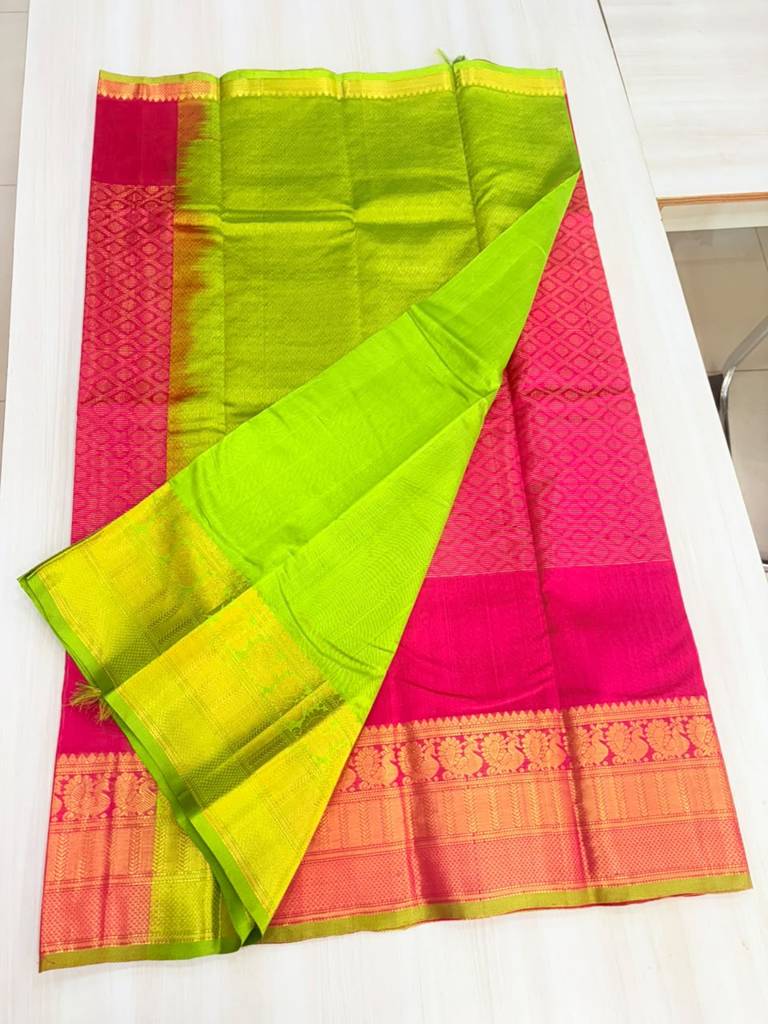   Mangalagiri Pattu Saree | Gold Gadi Buta 