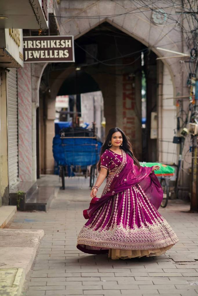 Maroon Colour  Bridal Lehenga