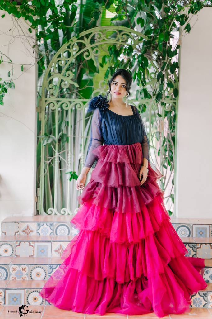 Multi colour Layered Net Frock