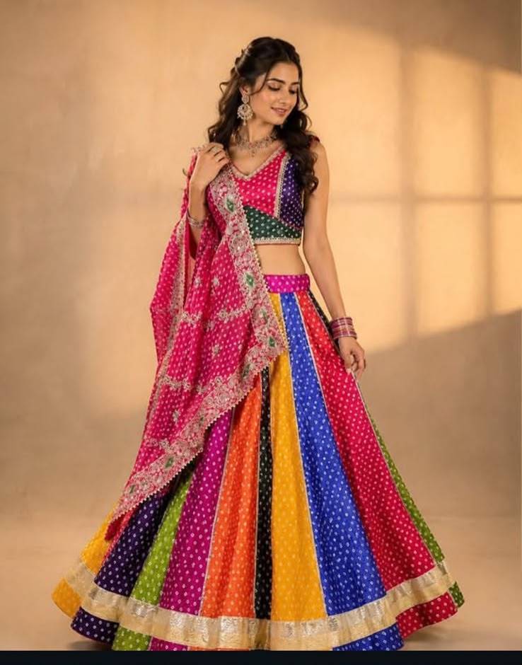  Multi Colour  Navratri Special Dandiya Event  Dress Chaniya Choli with Dupatta