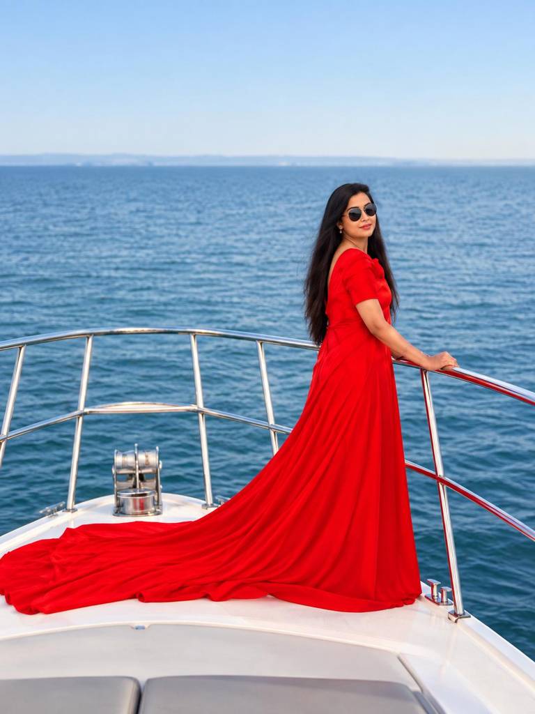 Red Tail Gown with Detachable Hands