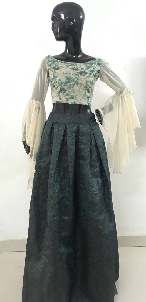 Western Crop Lehenga |Work Blouse |Family Weddings& Brides| Work lehenga| pastel color |Wedding Wear, womenswear| Indian